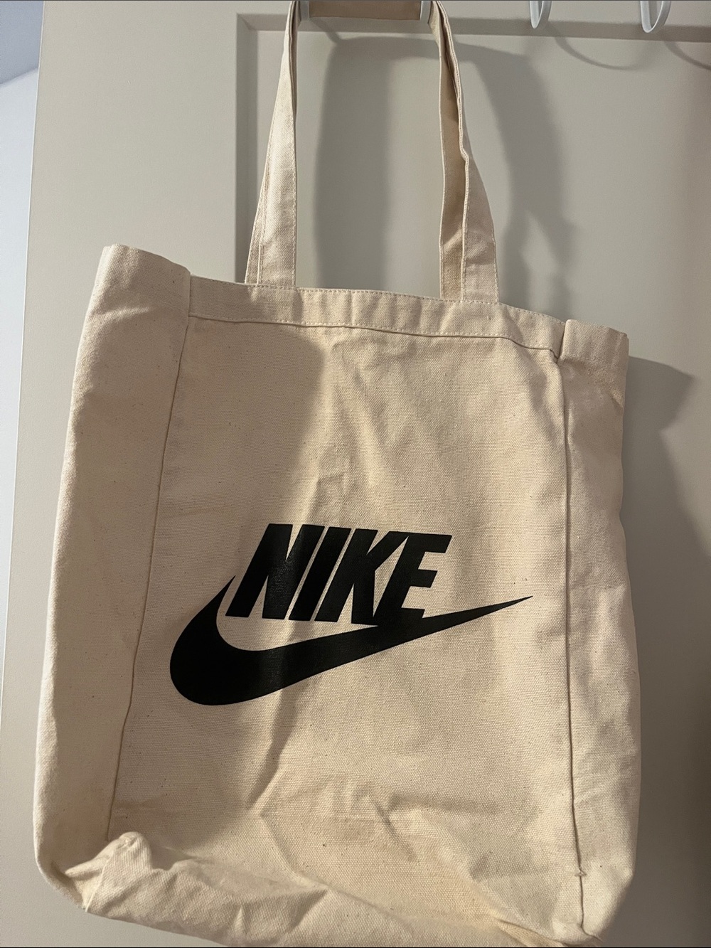 Nike Cream Canvas Tote with Black Logo